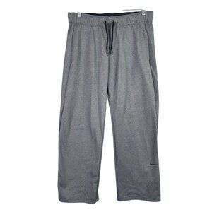 Mens Nike Gray Pull On Fleece Sweatpants Drawstring Polyester Stretch Size M